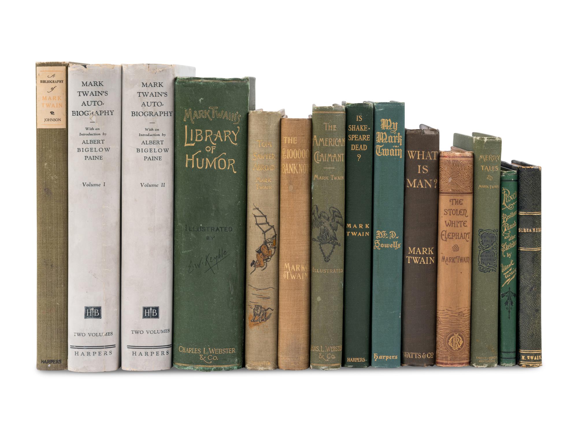 CLEMENS, Samuel Langhorne ("Mark Twain") (1835-1910). A group of 13 works, MOST FIRST EDITIONS, including: