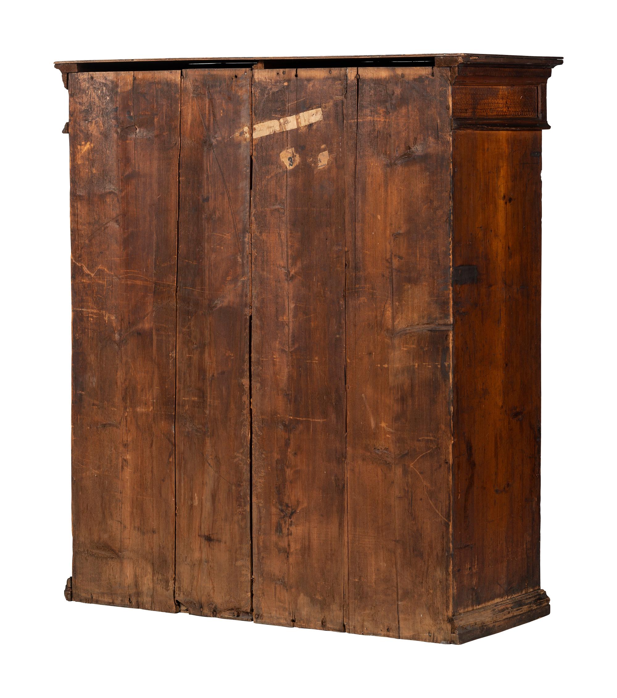 A Continental Carved and Paint Decorated Wardrobe