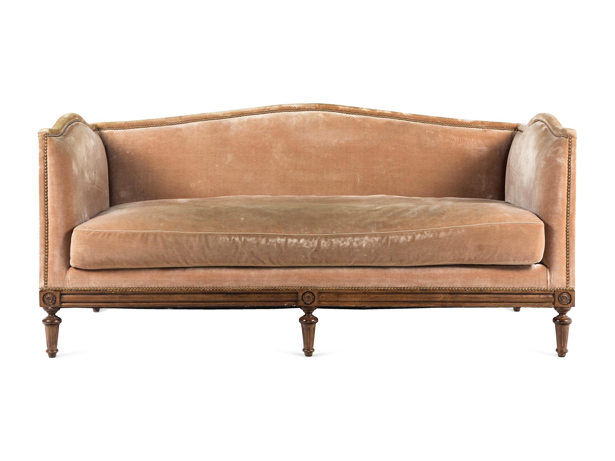 A Custom Louis XVI Style Velvet-Upholstered Sofa
