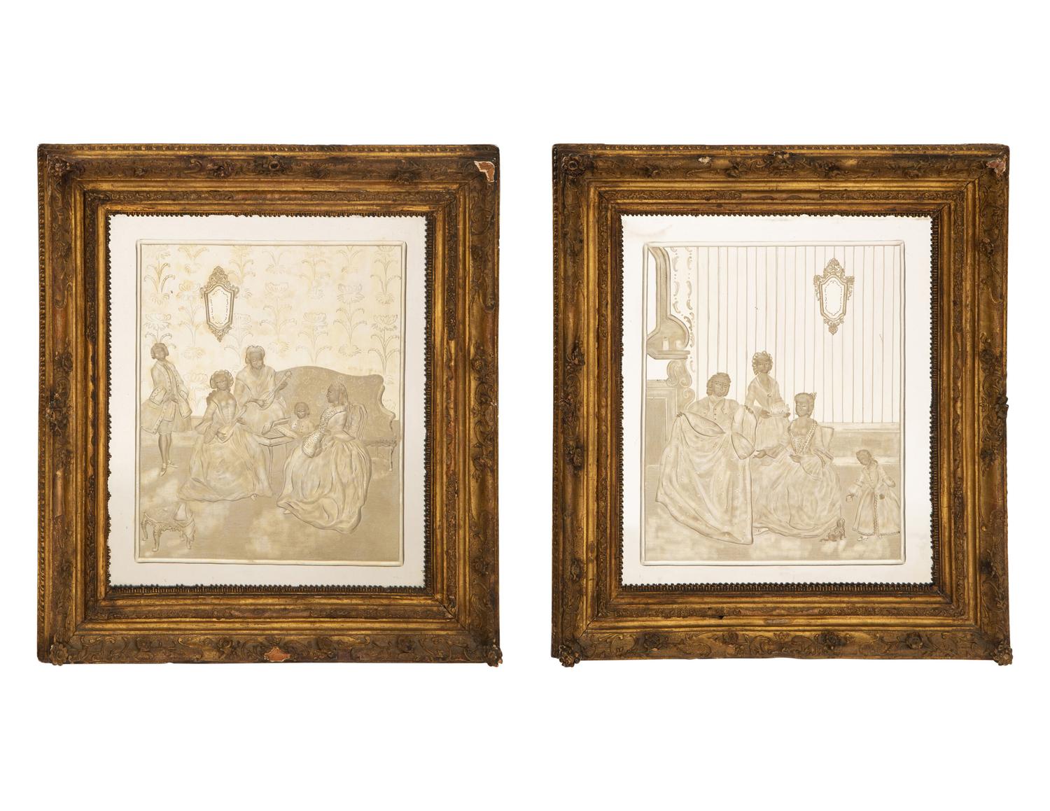 A Pair of Venetian Etched Glass Mirrors