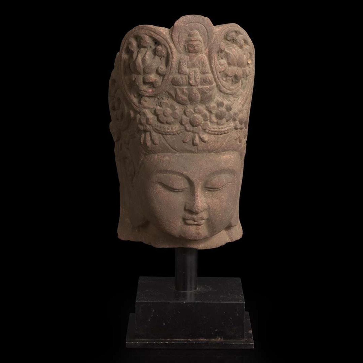 A Chinese carved stone head of Guanyin 石雕观音头像 Southern Song dynasty ??