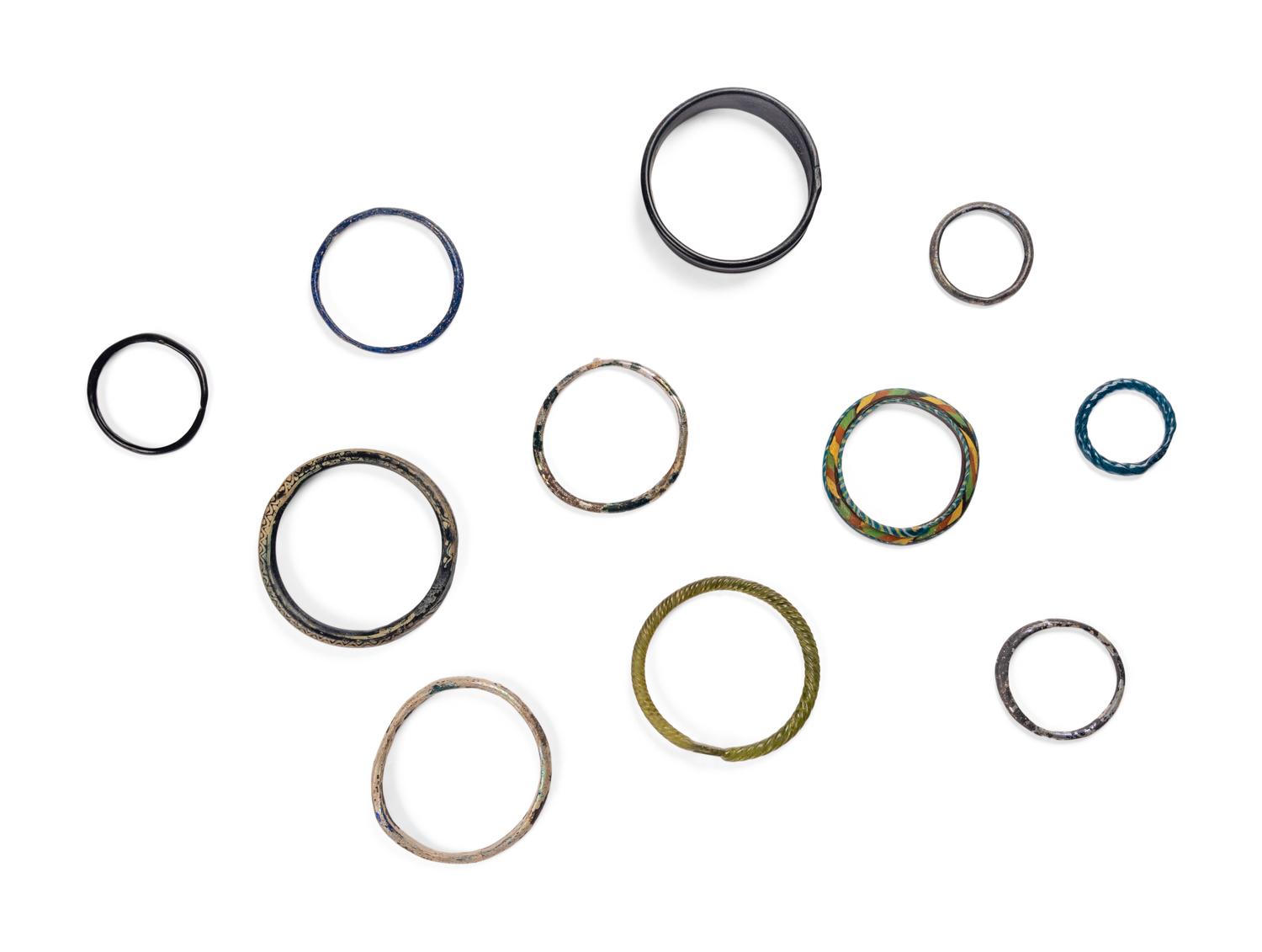 Eleven Roman and Sasanian Glass Bracelets