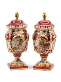 A Pair of Sèvres Style Porcelain Covered Potpourri