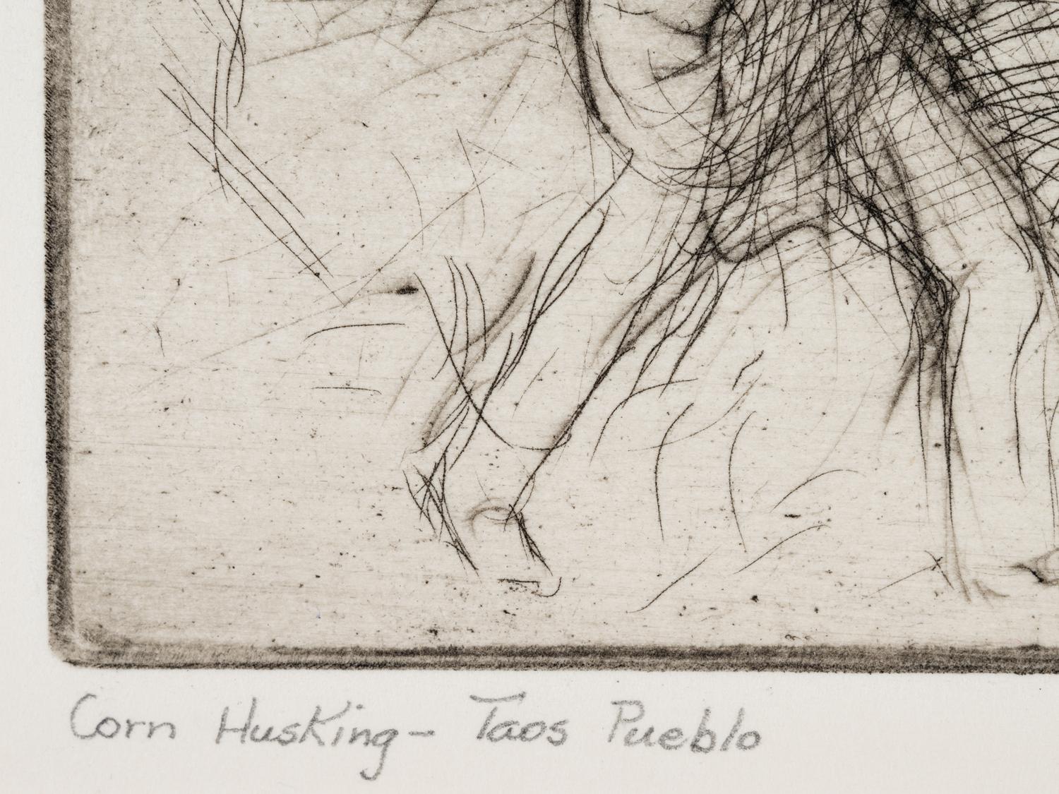 A group of three prints ( Corn Husking - Taos Pueblo; Saint's Day Processional; Gift Bearing at Dawn)