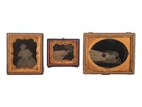 [EARLY PHOTOGRAPHY]. A group of 5 post mortem images of babies and children, featuring possible French Canadian image, including: