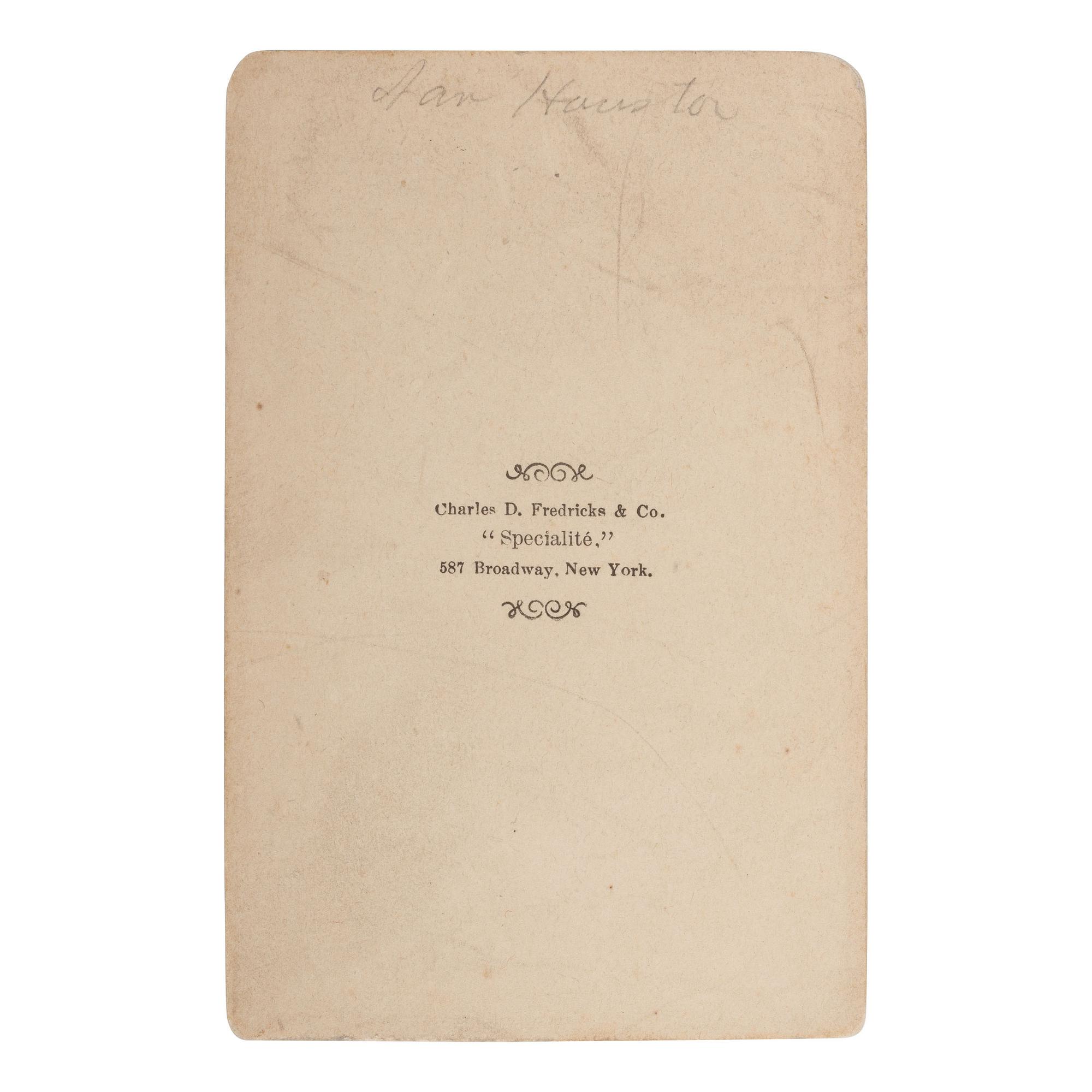 [Texas] (Houston, Sam). Carte de Visite
