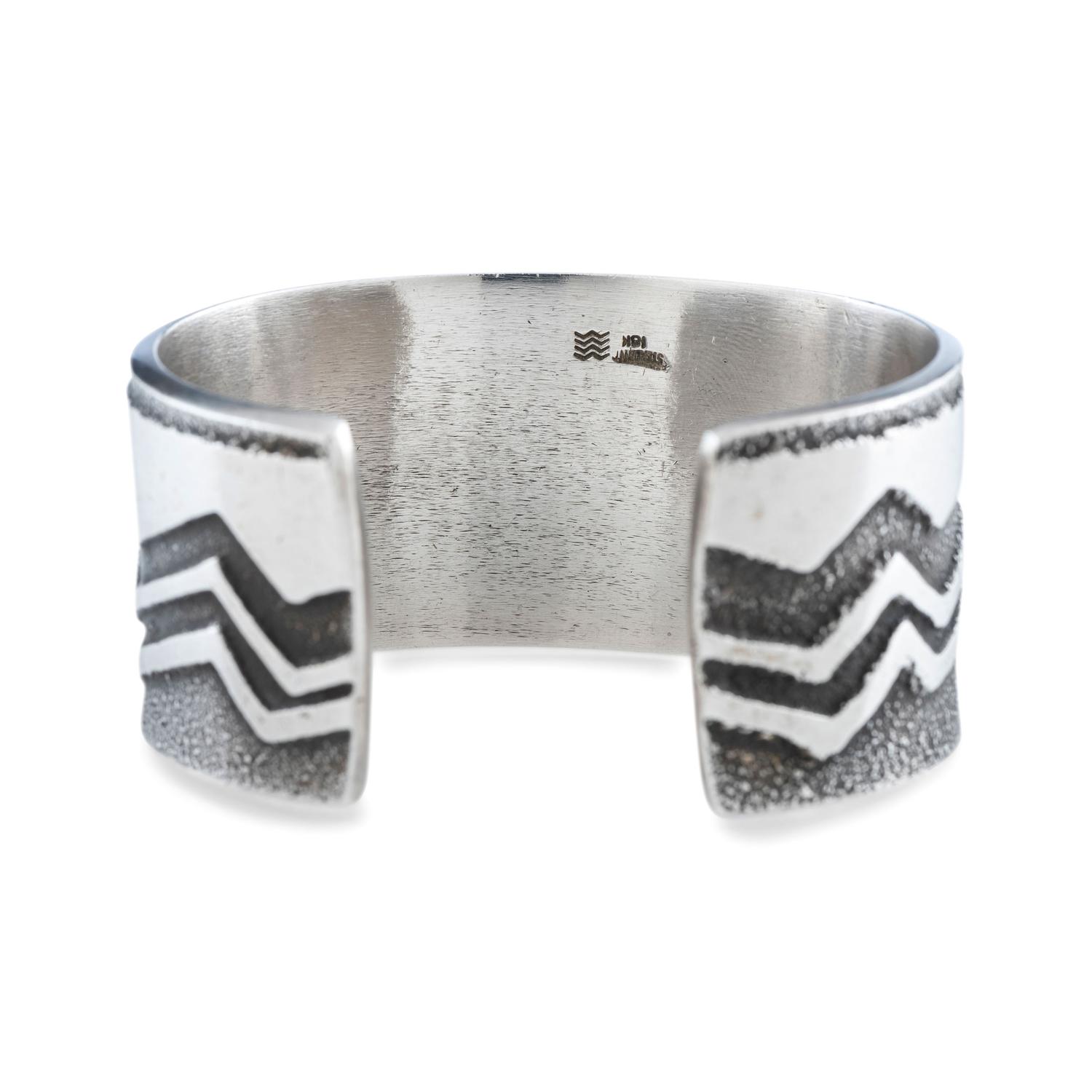 Tufa Cast Sterling Silver Cuff Bracelet, with Turquoise Cabochon in an 18K Gold Setting