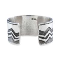 Tufa Cast Sterling Silver Cuff Bracelet, with Turquoise Cabochon in an 18K Gold Setting