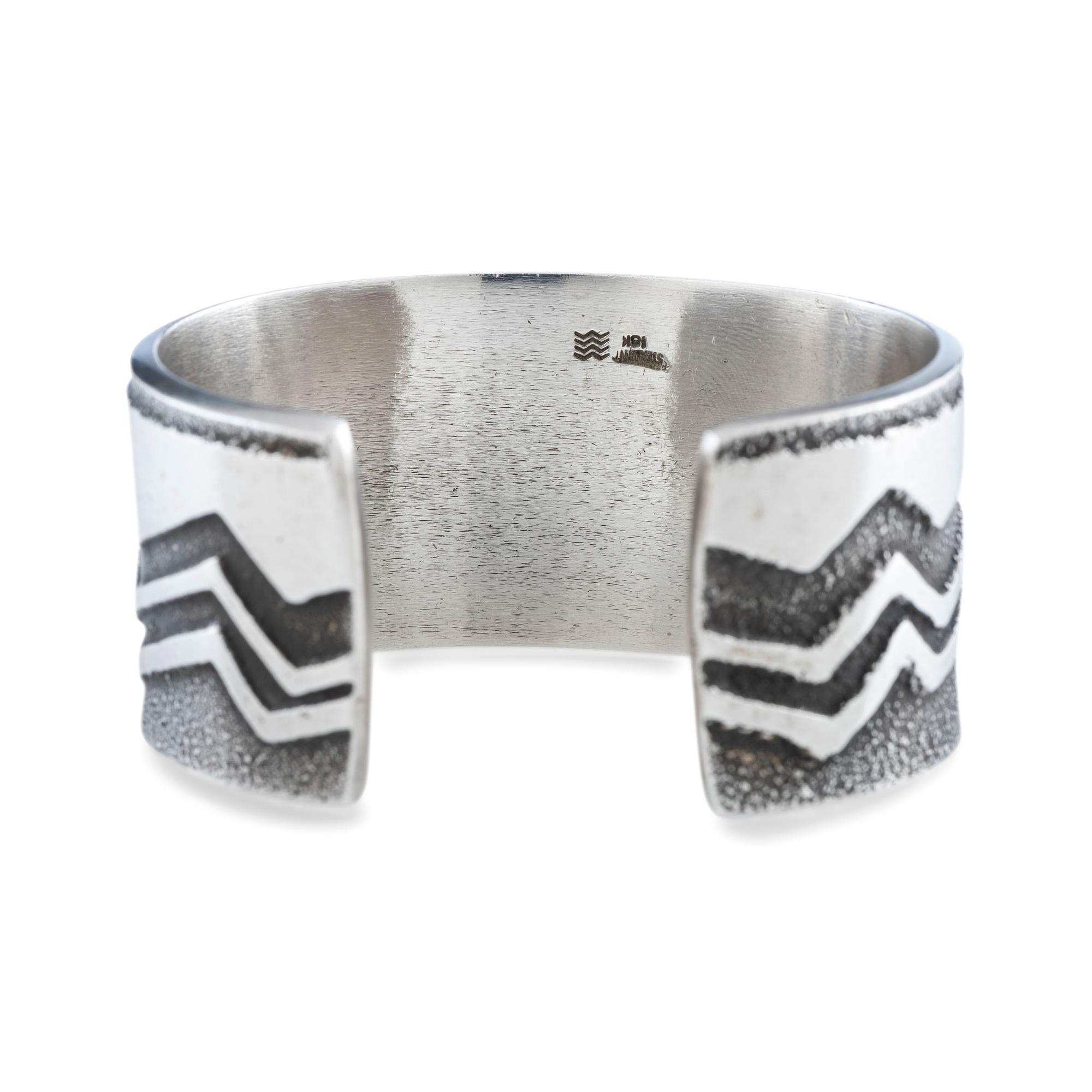 Tufa Cast Sterling Silver Cuff Bracelet, with Turquoise Cabochon in an 18K Gold Setting