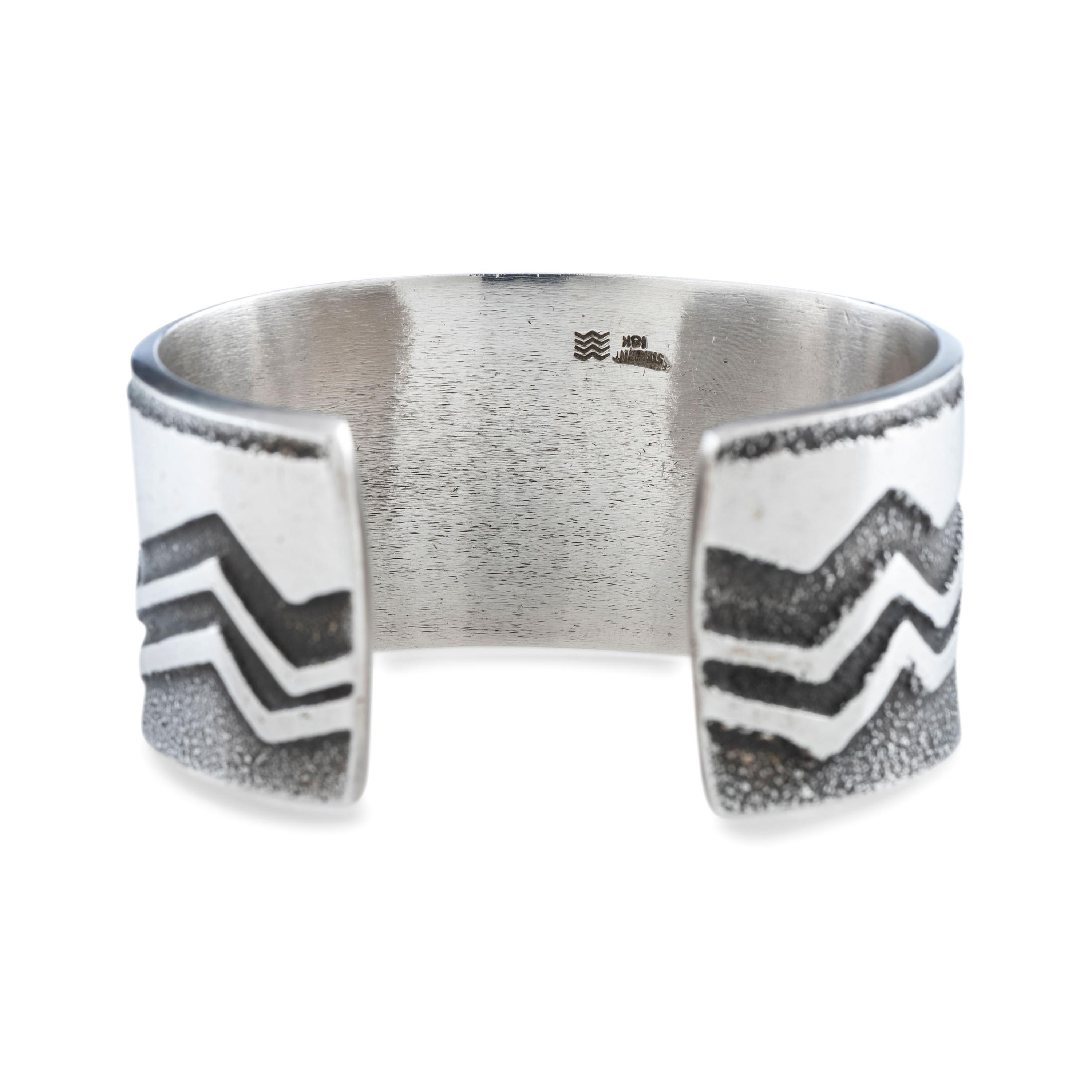Tufa Cast Sterling Silver Cuff Bracelet, with Turquoise Cabochon in an 18K Gold Setting