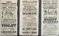 [MUSIC] -- [THEATRE]. A group of 3 theatrical broadsides promoting the New Orleans Ethiopian Serenaders, "The Violet", and "Woman."