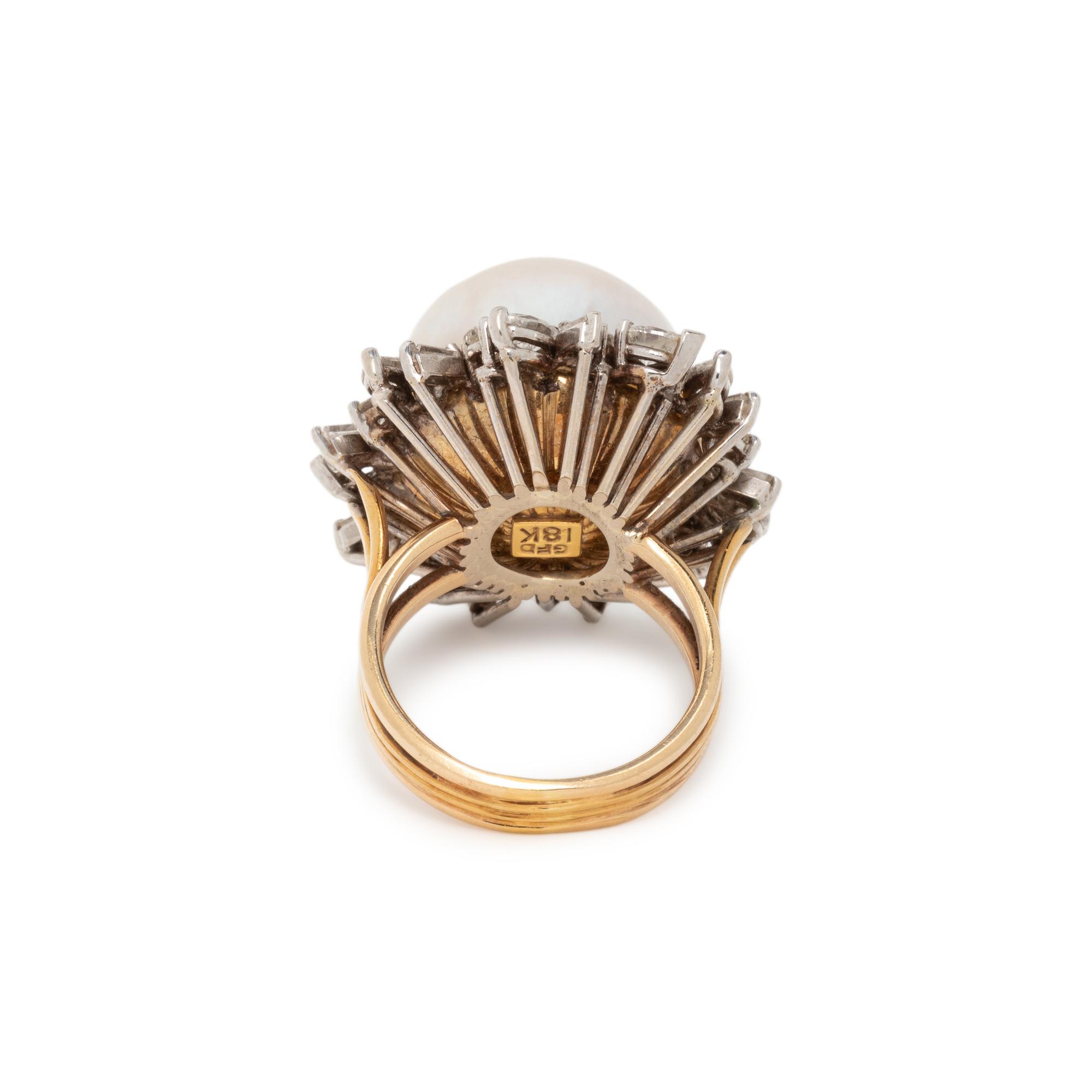 CULTURED PEARL AND DIAMOND RING