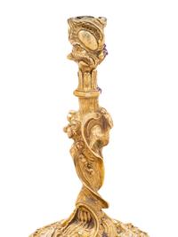 A Pair of Rococo Style Gilt Bronze Candlesticks