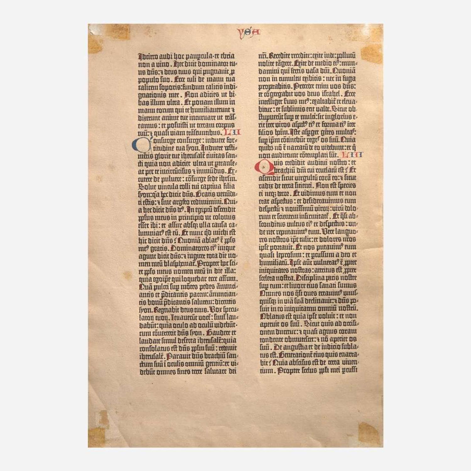 [Early Printing] [Hunter, Dard] (Gutenberg, Johann) Leaf from the Gutenberg Bible