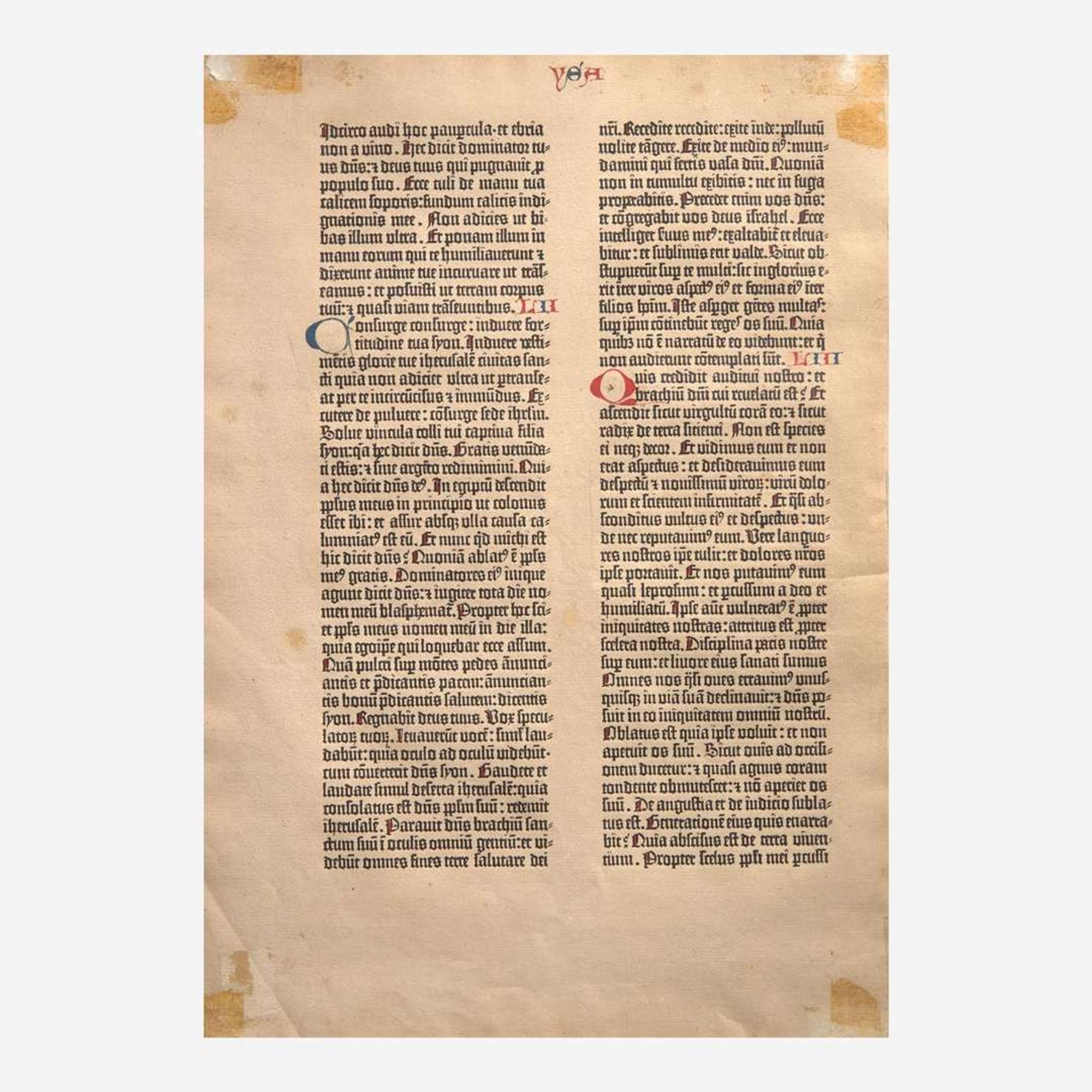 [Early Printing] [Hunter, Dard] (Gutenberg, Johann) Leaf from the Gutenberg Bible