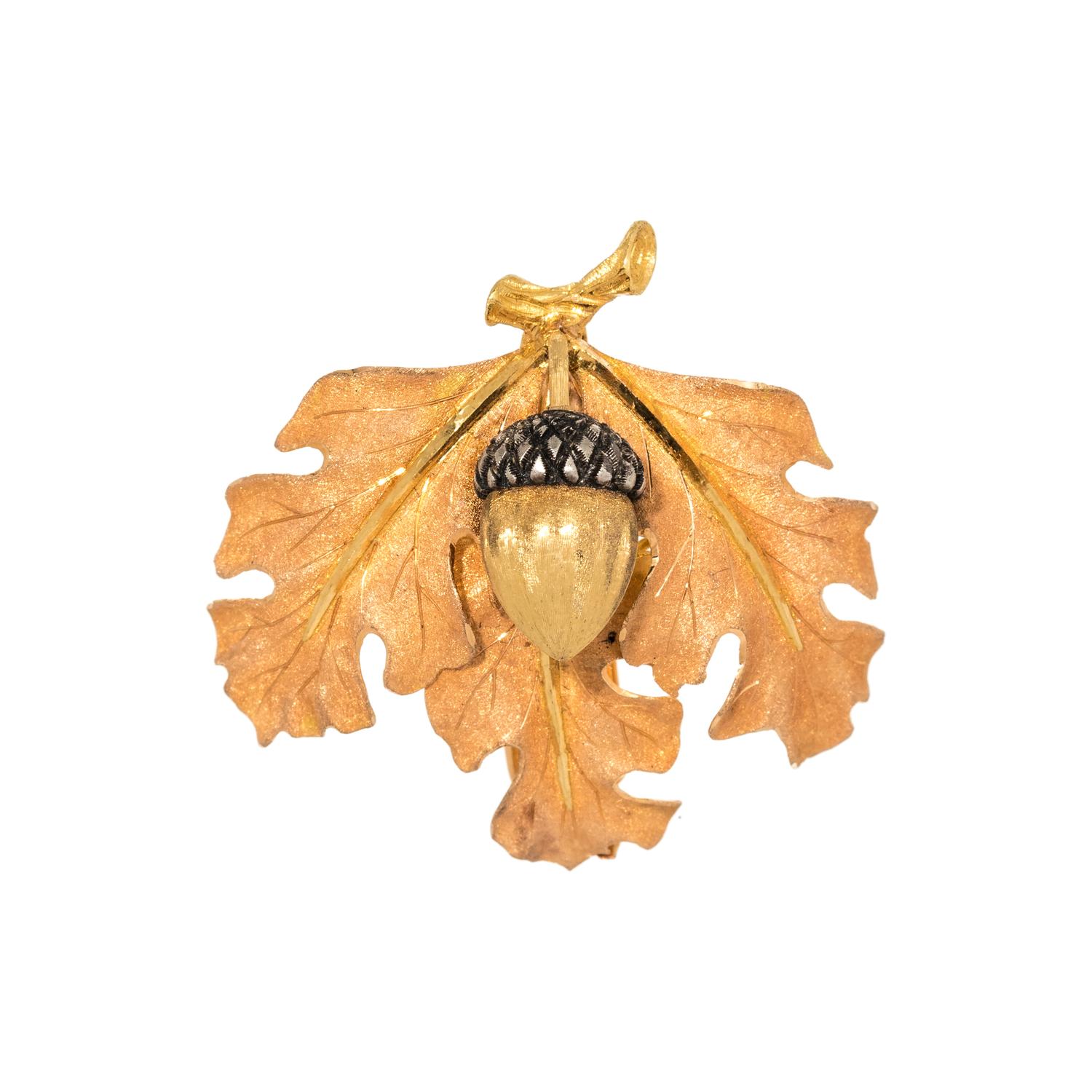 BUCCELLATI, LEAF AND ACORN BROOCH