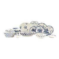 A Group of Blue and White Worcester and Other Porcelain Table Articles