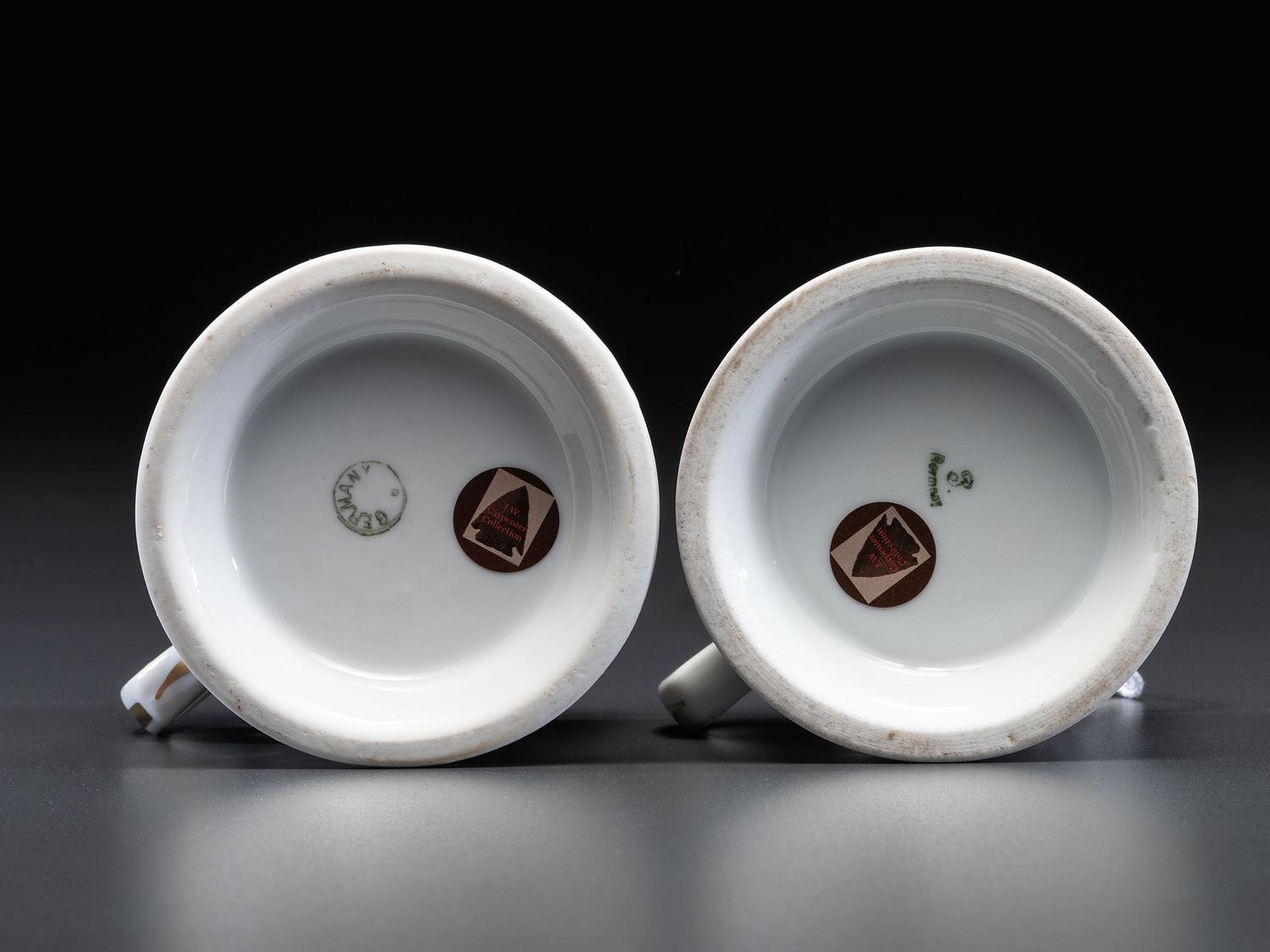 Two Telephone Operator or Salesmen's Porcelain Occupational Shaving Mugs