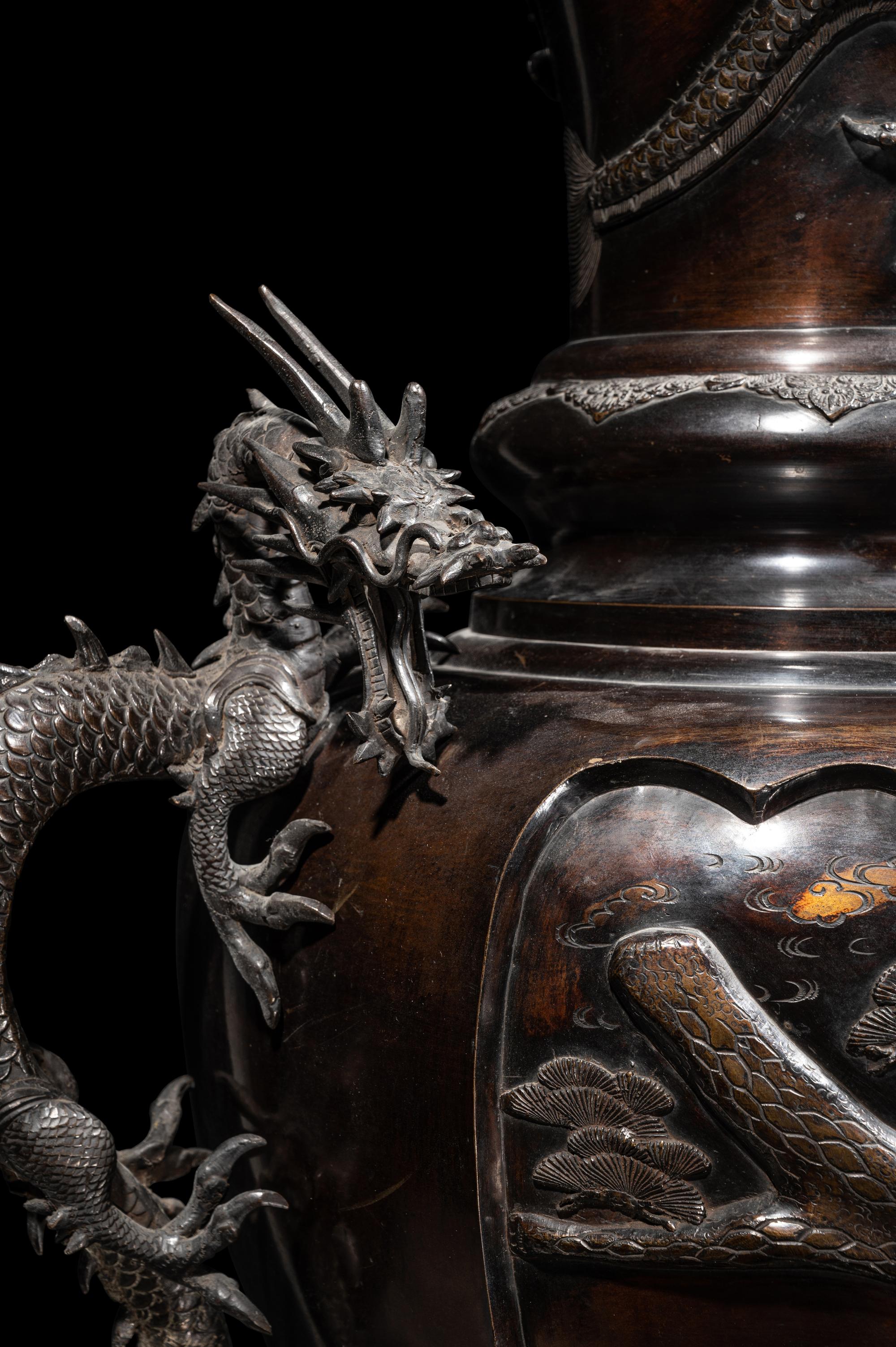A Large Japanese Bronze Floor Vase