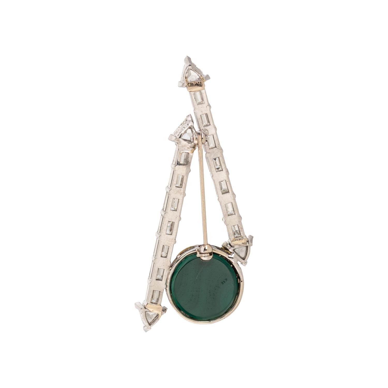 MALACHITE AND DIAMOND ARROW BROOCH