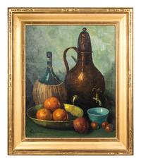 Four Still Life Paintings Depicting Fruit and Wine
