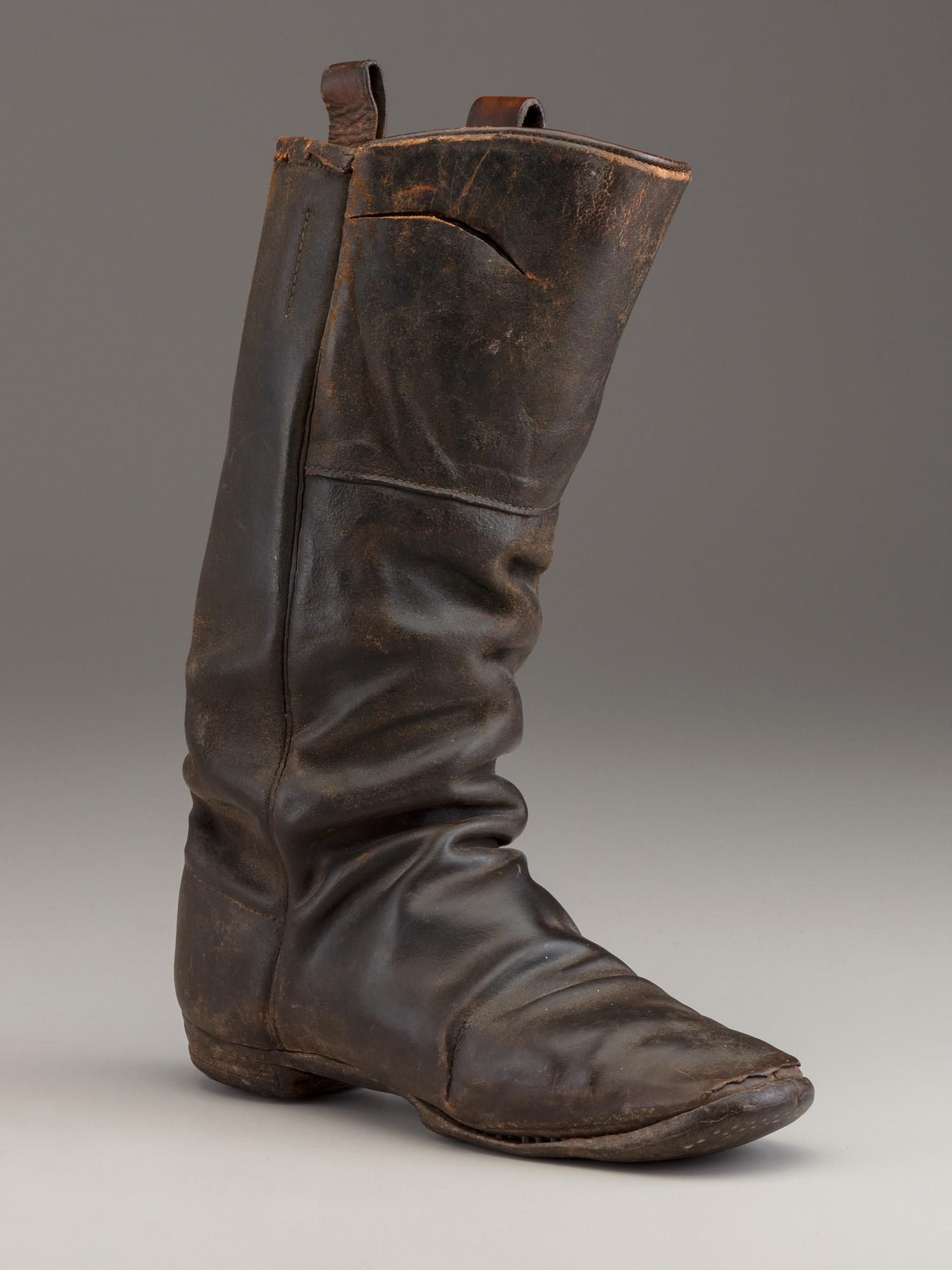 [CIVIL WAR]. Crutch with carved initials and boot.