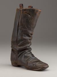 [CIVIL WAR]. Crutch with carved initials and boot.