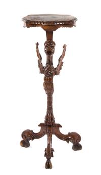 A Renaissance Revival Carved Figural Pedestal, Height 42 inches.