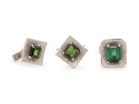 A Palladium and Green Tourmaline Demi-Parure,