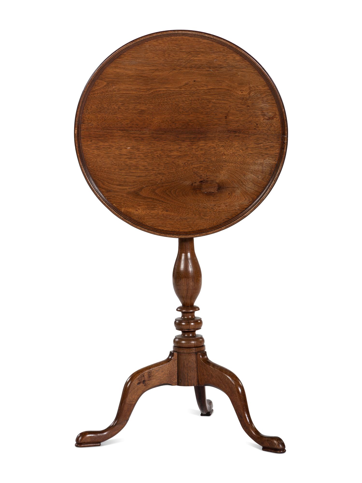 A Chippendale Walnut Dished and Tilt Top Candlestand