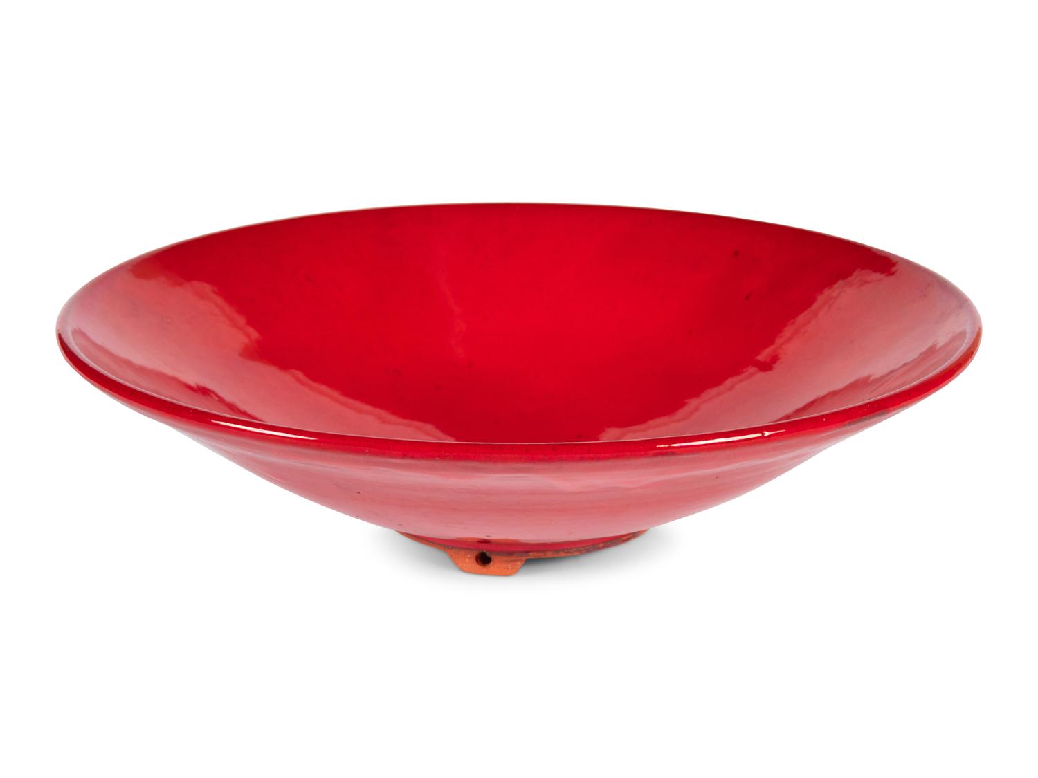 A Red Glazed Pottery Bowl