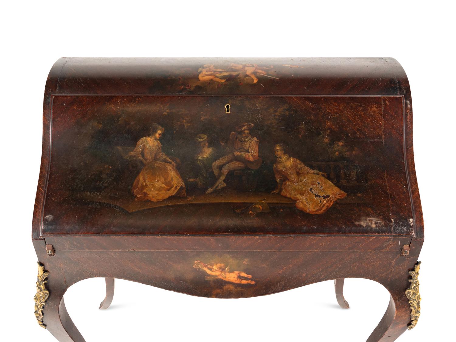 A Louis XV Style Painted Slant-Front Bureau