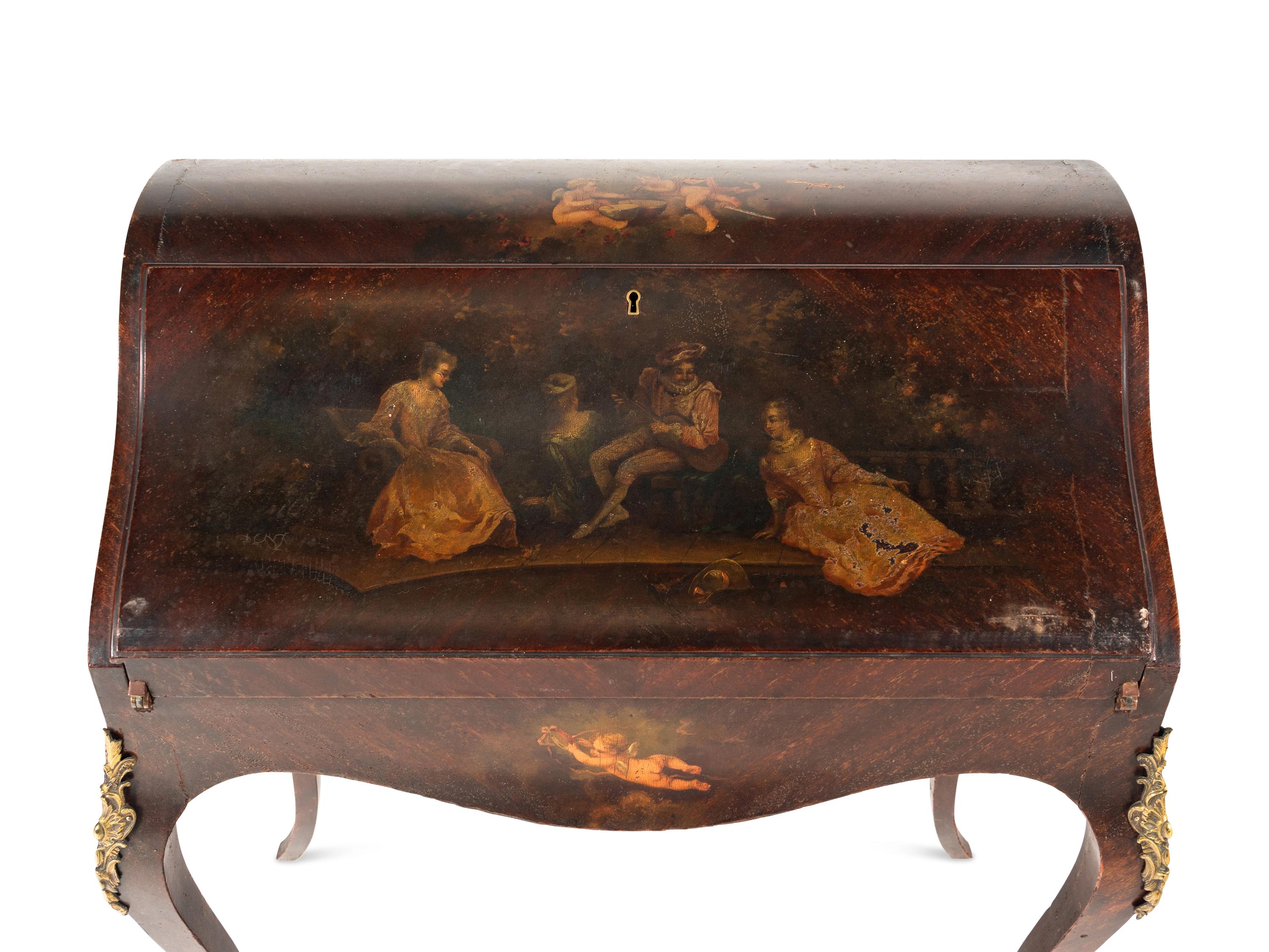 A Louis XV Style Painted Slant-Front Bureau
