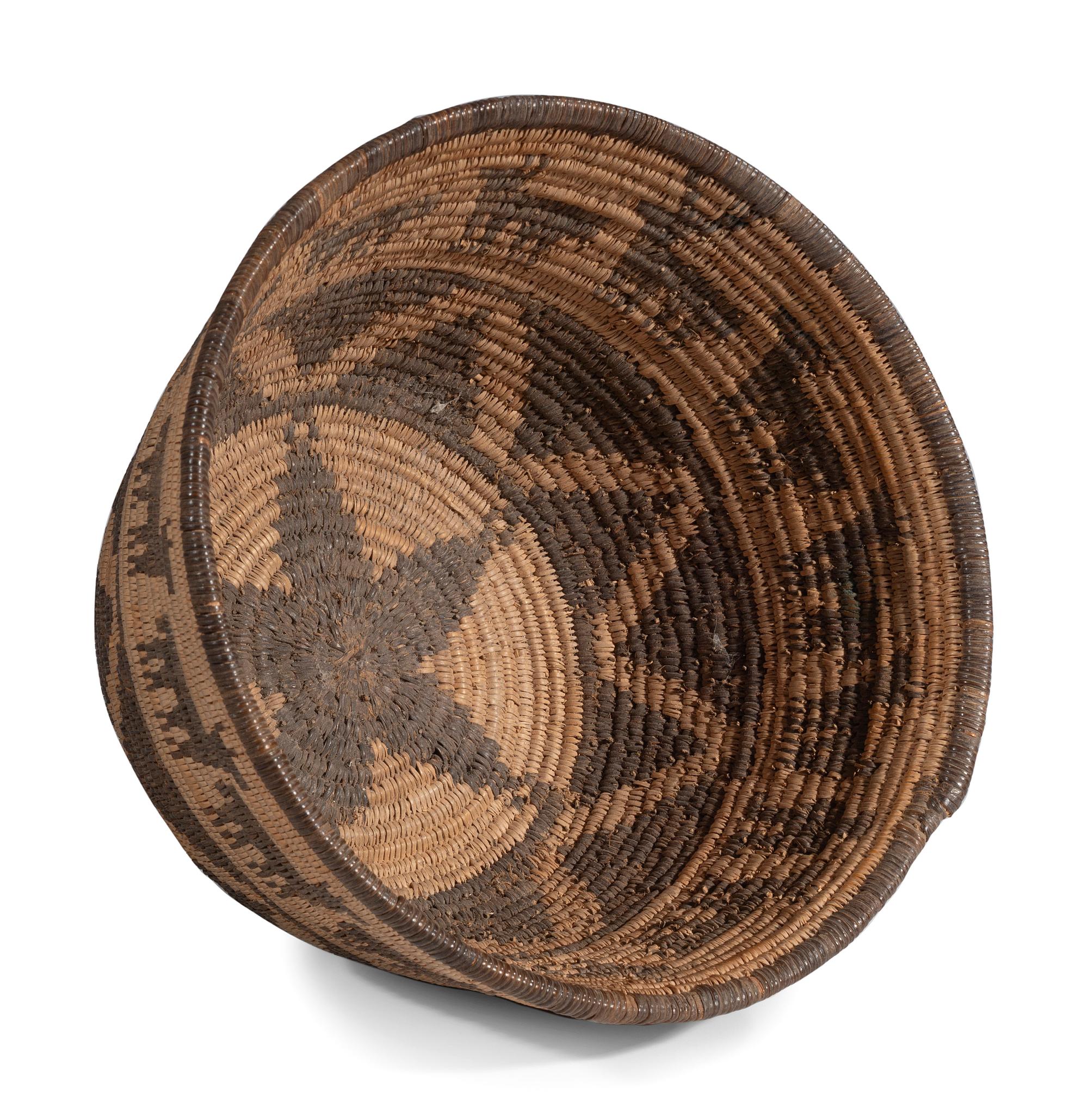 Apache Figural Basket, with Dogs, Deer, and Man