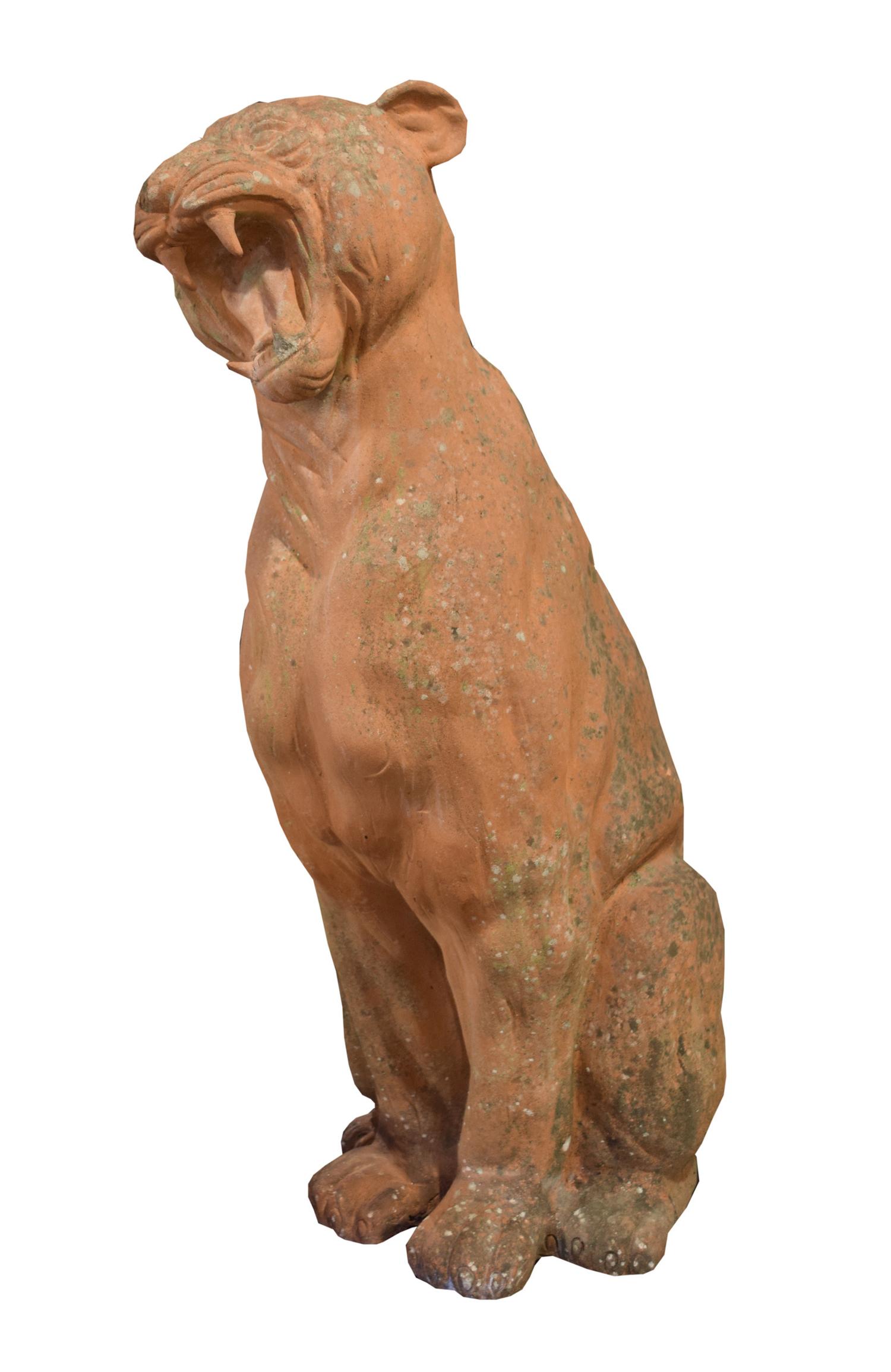 A Terra Cotta Panther 13" W x 15" D x 33" H — Italy, Mid-20th Century