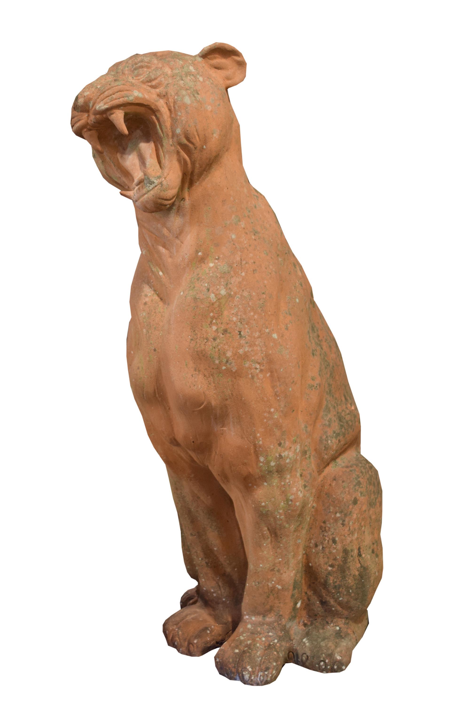 A Terra Cotta Panther 13" W x 15" D x 33" H — Italy, Mid-20th Century