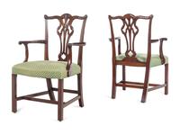 A Set of Ten George III Style Mahogany Armchairs