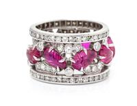 An Art Deco Platinum, Ruby and Diamond Ring, 5.40 dwts.