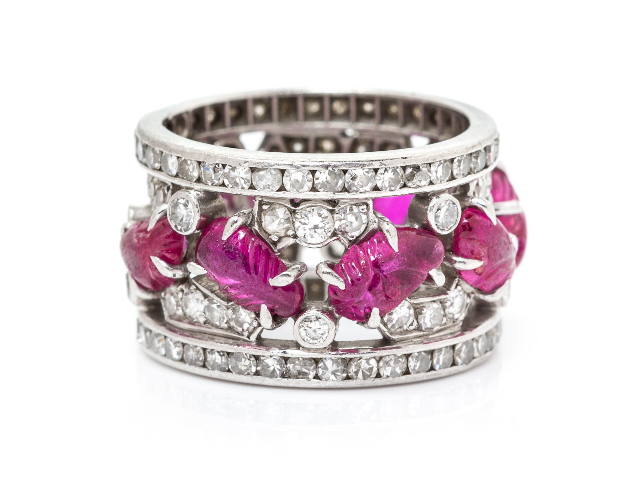An Art Deco Platinum, Ruby and Diamond Ring, 5.40 dwts.