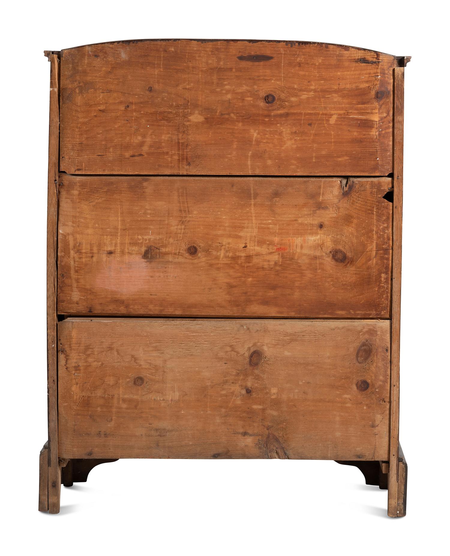 A Country Chippendale Brown-Painted Walnut Five-Drawer Chest