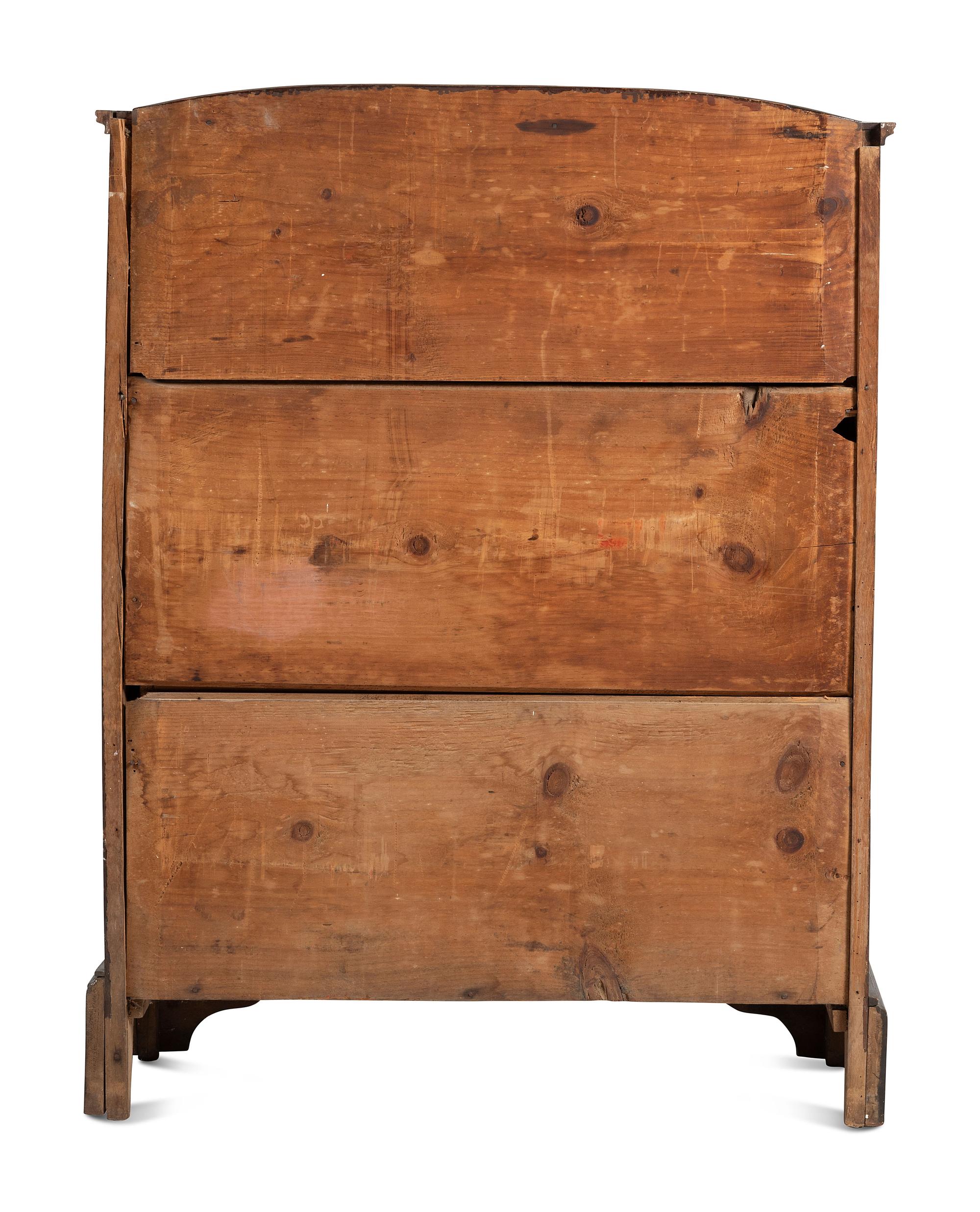 A Country Chippendale Brown-Painted Walnut Five-Drawer Chest