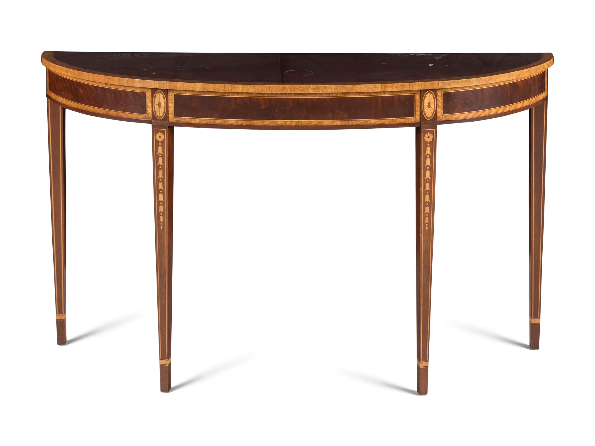 A George III Style Mahogany and Marquetry Console Table