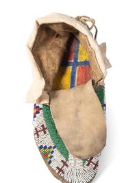 Sioux Beaded Hide Moccasins, with Horse Tracks