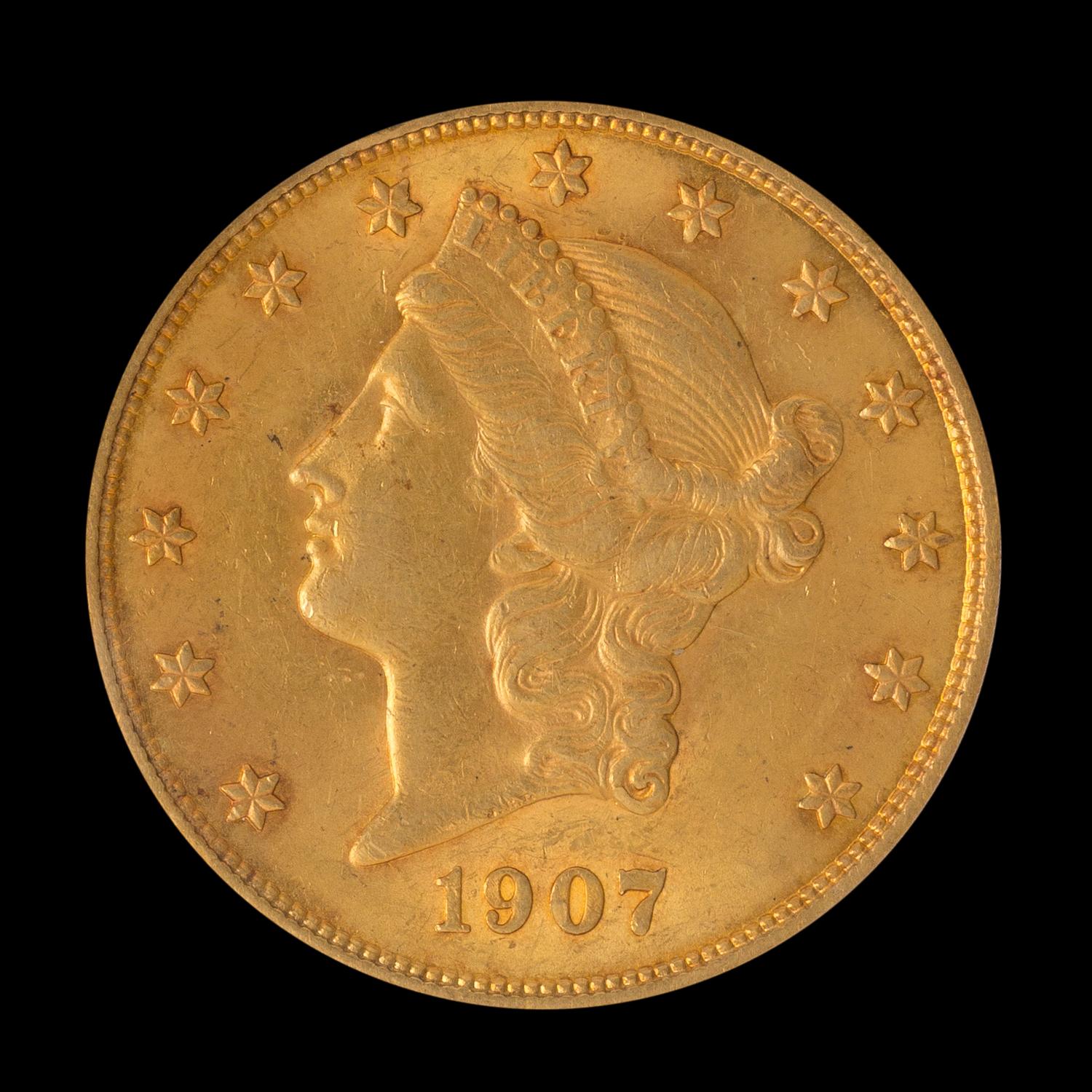 A United States 1907 Liberty Head $20 Gold Coin