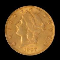 A United States 1907 Liberty Head $20 Gold Coin
