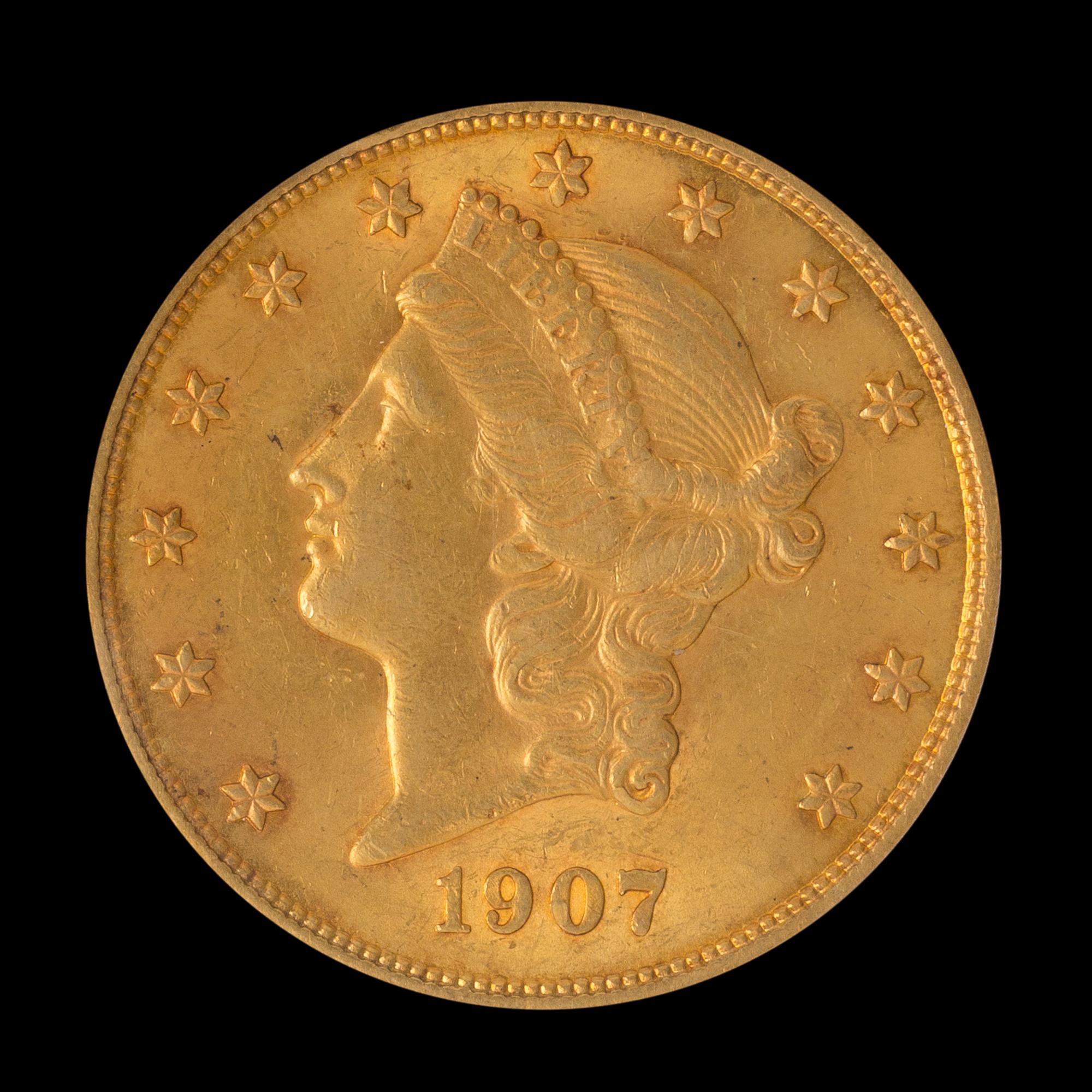 A United States 1907 Liberty Head $20 Gold Coin