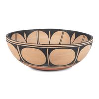 Large Pottery Bowl, with Floral Design