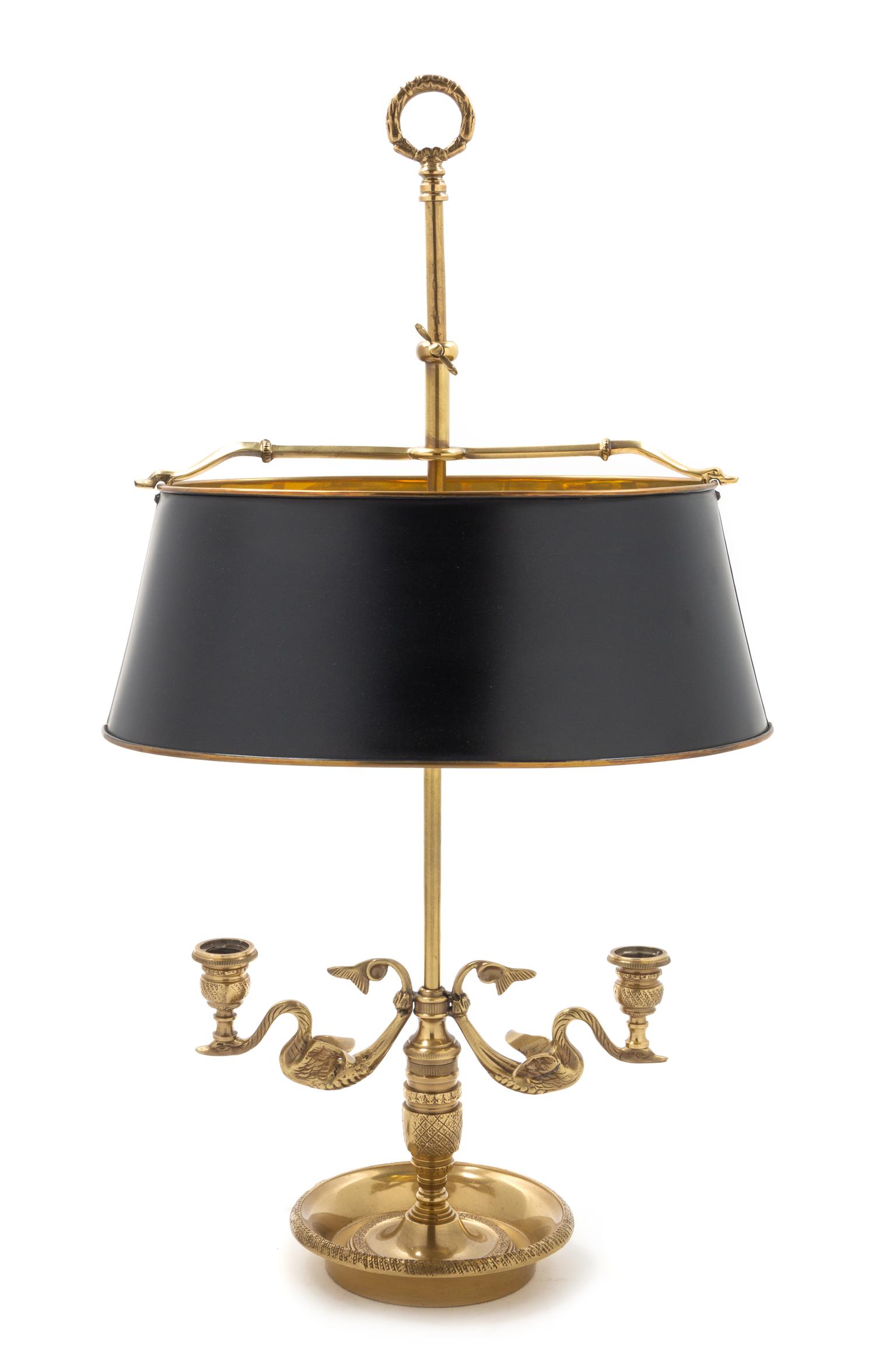 An Empire Style Gilt Metal Bouillotte Lamp Height overall 25 inches. — 20TH CENTURY