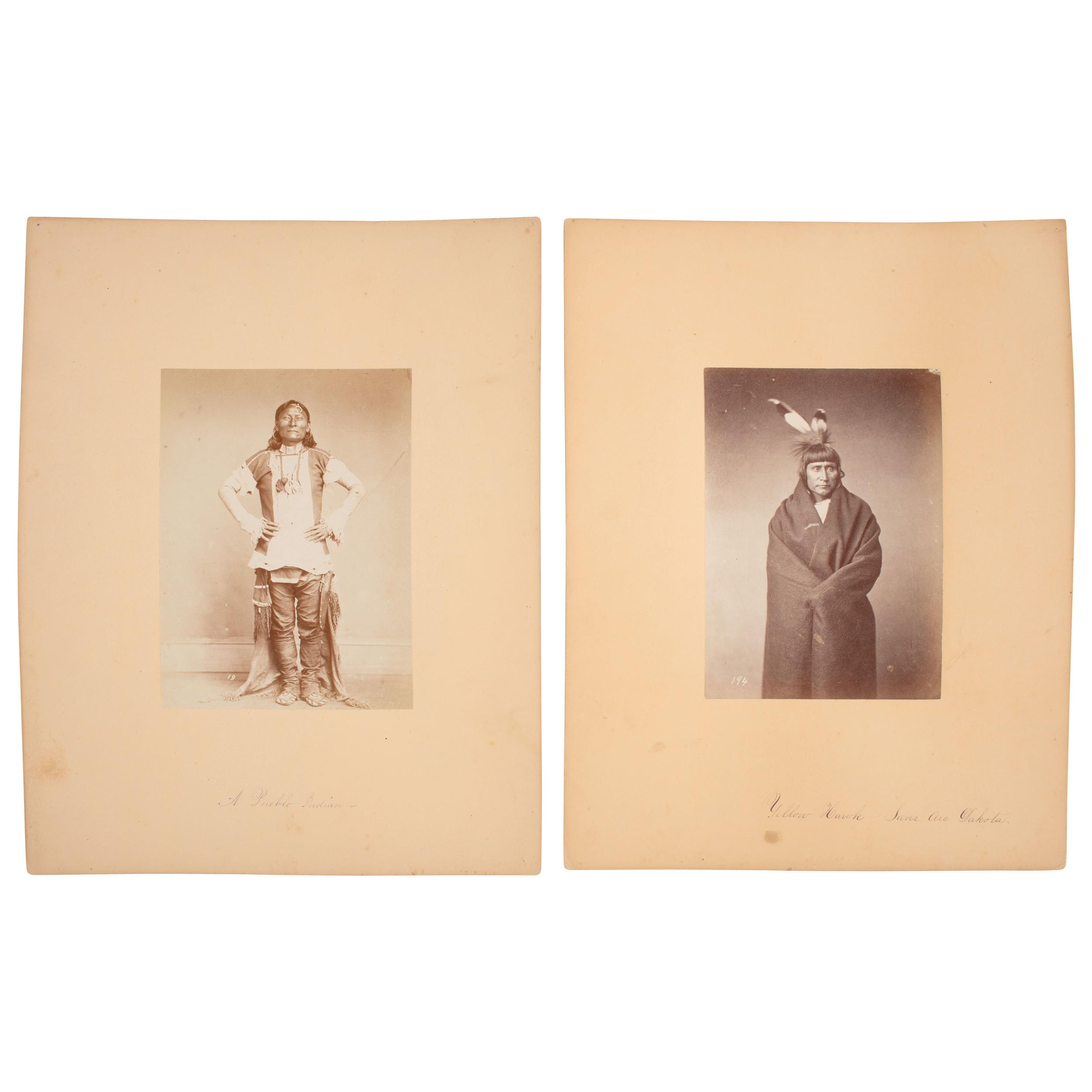 Antonio Zeno Shindler AND William Henry Jackson (Bulgarian, 1823-1899 / American, 1843-1942) — Portraits of Native American Subjects 1868, 1869