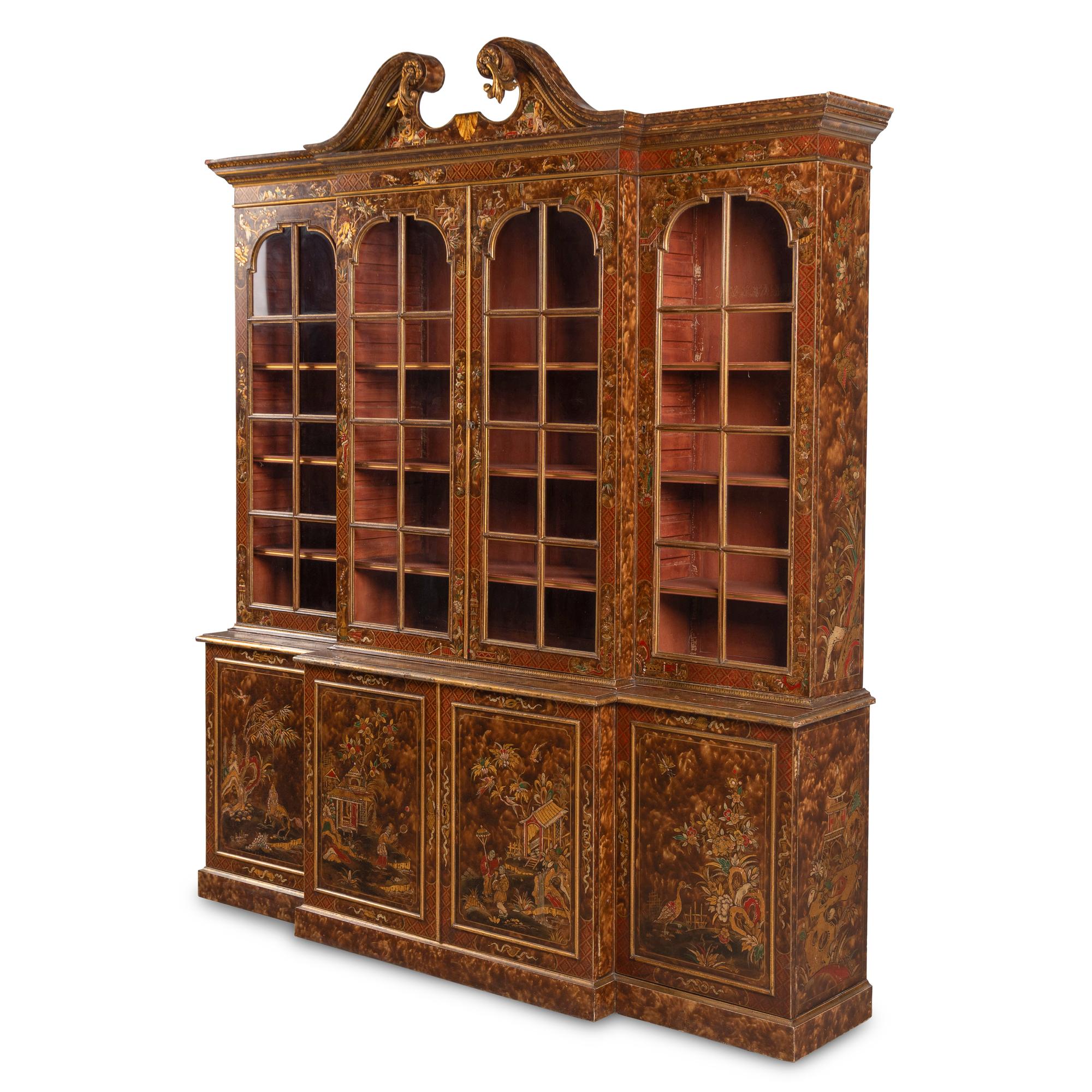 A George II Style Japanned Breakfront Bookcase